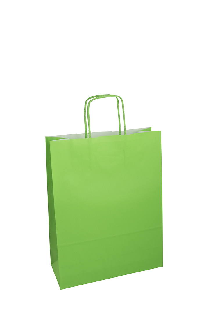 Small Lime Green Paper Shopping Bags - Case of 100